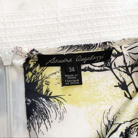 SANDRA ANGELOZZI 100% SILK TIGER TREE PRINT KEYHOLE COLD SHOULDER BELTED DRESS - Picture 8 of 12